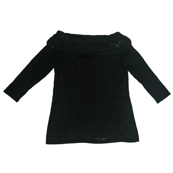 White House Black Market Cashmere Blend Sparkly Off-Shoulder Pullover Sweater S - Picture 2 of 11